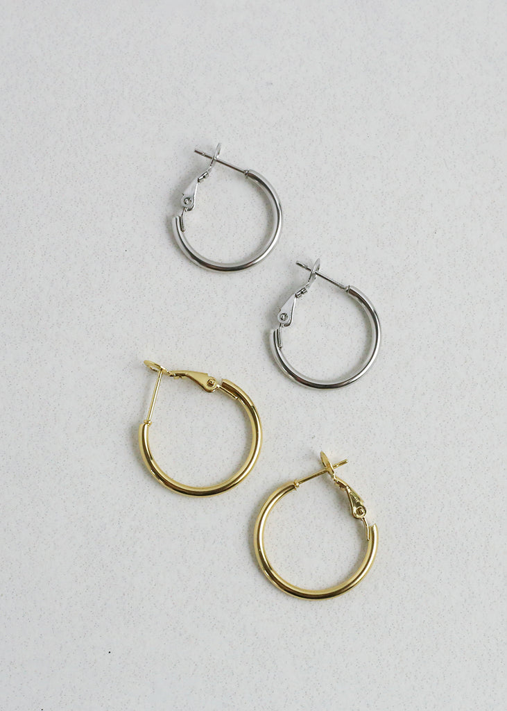 20mm Stainless Steel Hoop Earrings JEWELRY - Shop Miss A