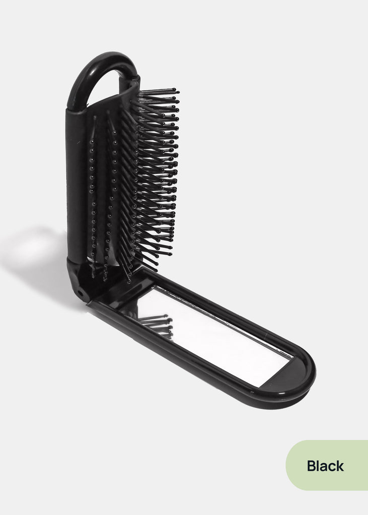 AOA Foldable Travel Hairbrush + Mirror Black COSMETICS - Shop Miss A