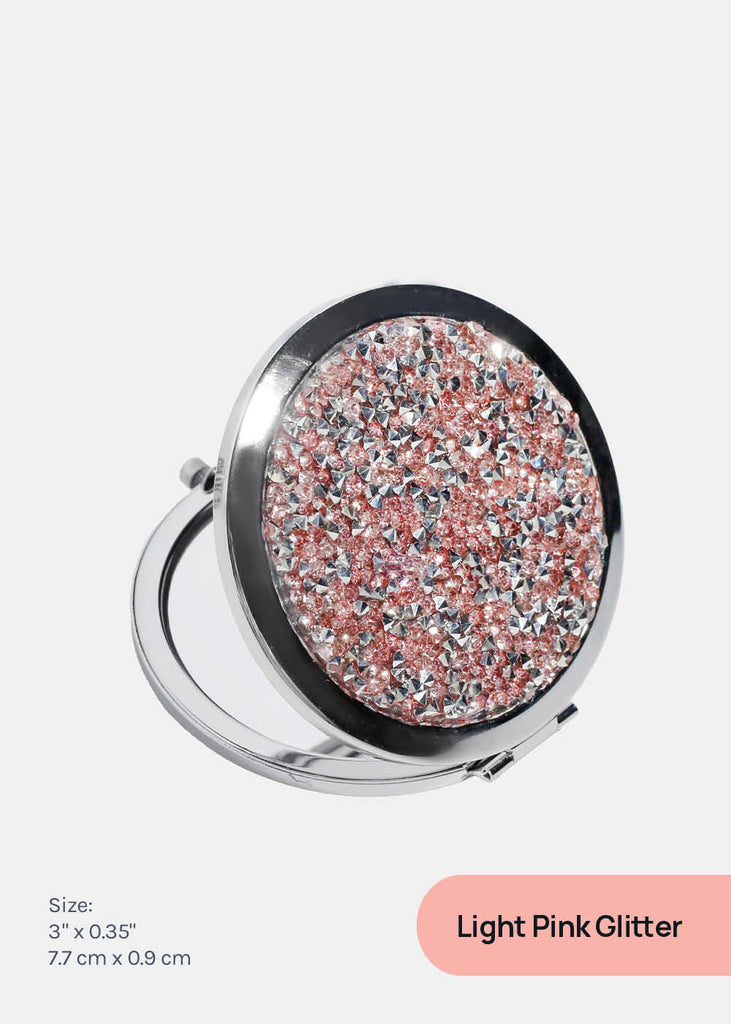 AOA A+ Magnifying Double-Sided Compact Mirror - Glitter Light Pink Glitter ACCESSORIES - Shop Miss A