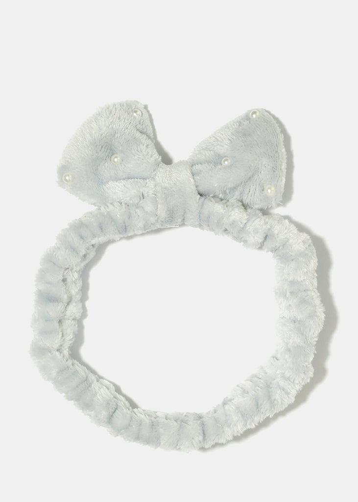 Small Bow & Pearls Spa Headband Grey HAIR - Shop Miss A