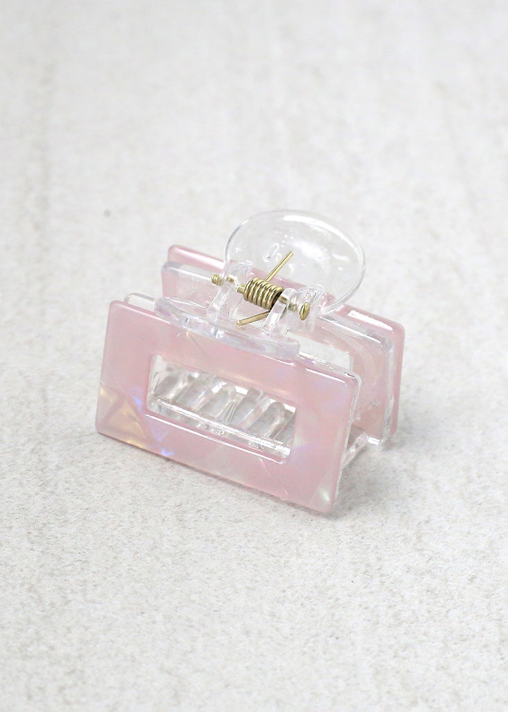 Mini Rectangle Marble Jaw Clip Pink HAIR - Shop Miss A