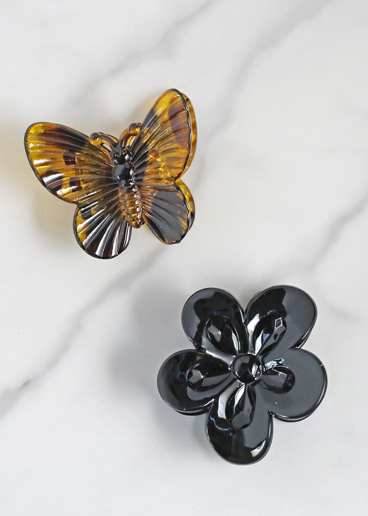 2 PC Butterfly & Flower Hair Clip Yellow HAIR - Shop Miss A