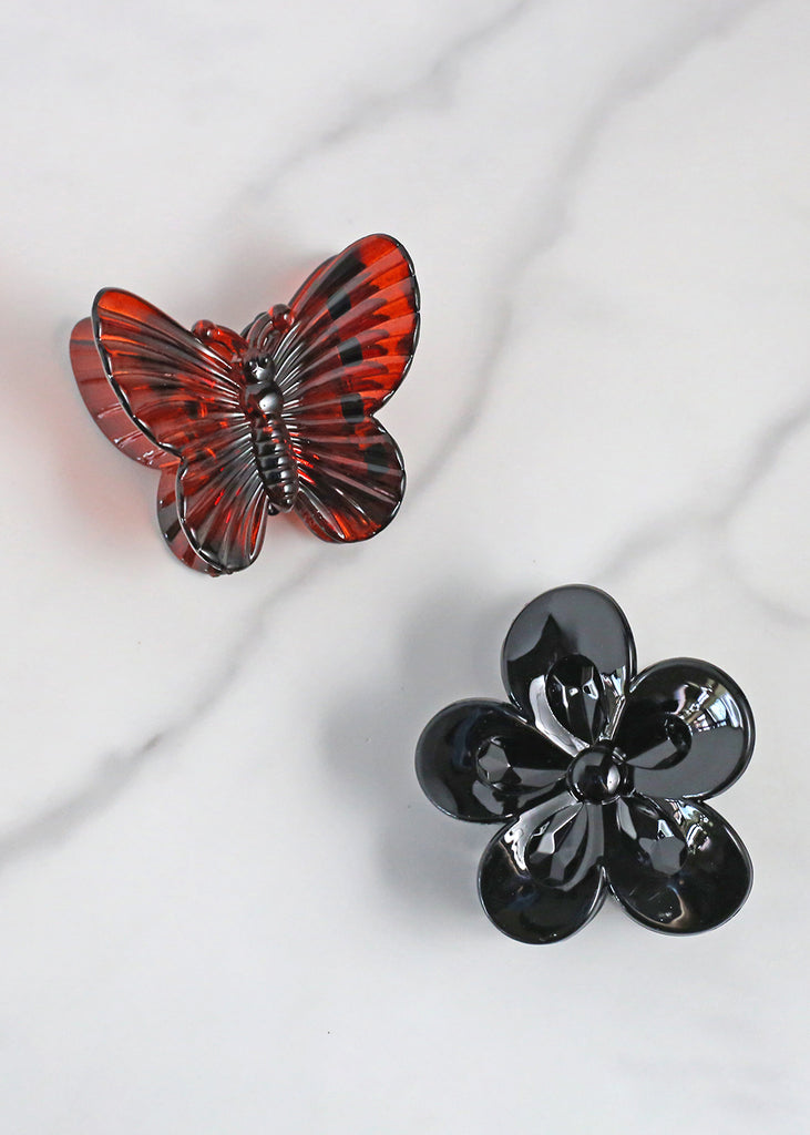 2 PC Butterfly & Flower Hair Clip Amber HAIR - Shop Miss A