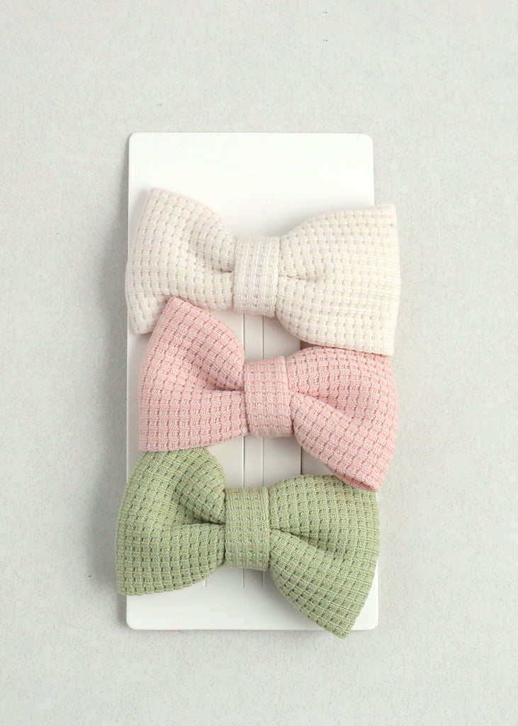 3 Piece Small Bow Hair Clips Green HAIR - Shop Miss A