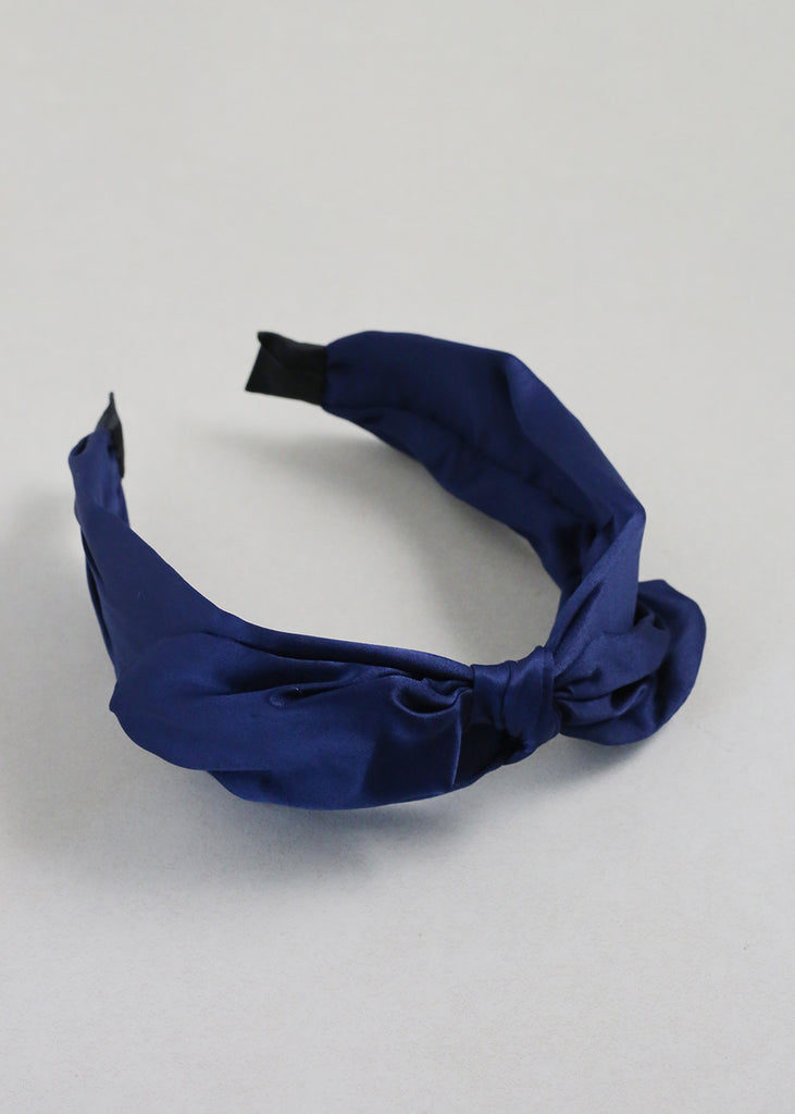 Satin Bow Headband Blue HAIR - Shop Miss A