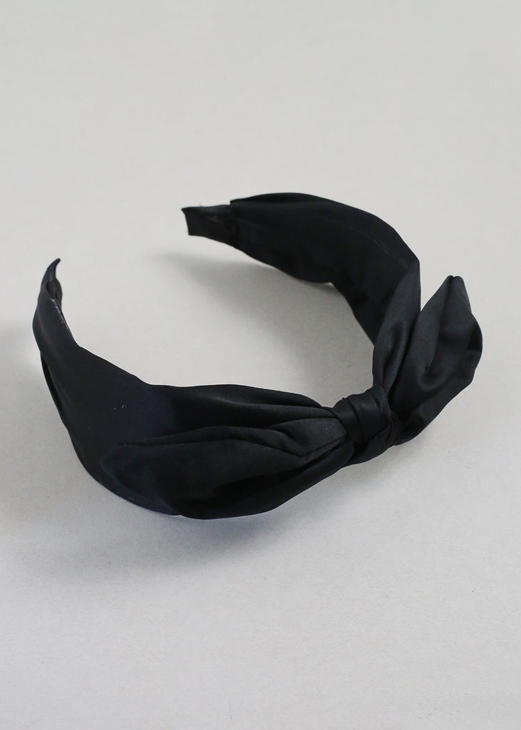 Satin Bow Headband Black HAIR - Shop Miss A