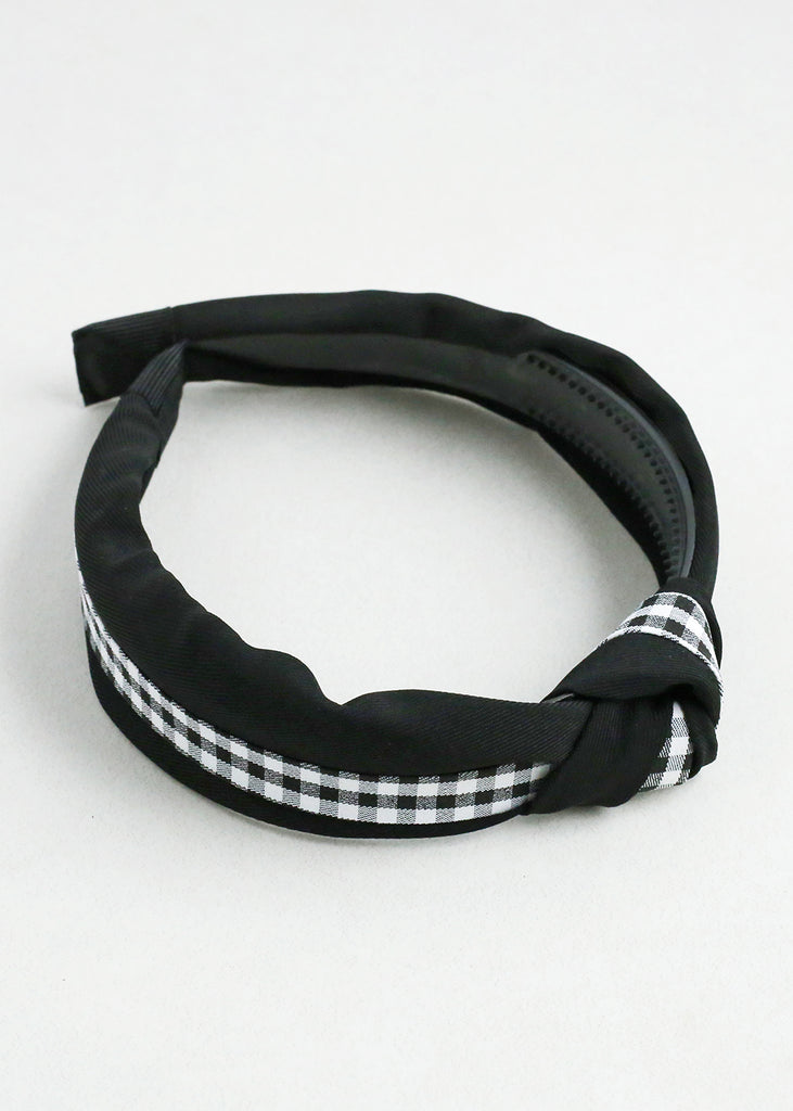 Gingham Knotted Headband Black HAIR - Shop Miss A