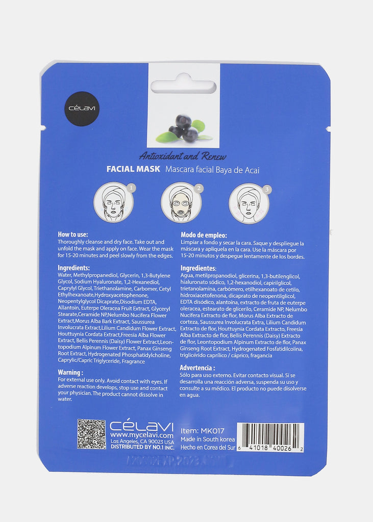 Celavi Acai Berry Sheet Mask  Skincare - Shop Miss A