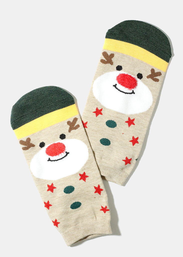 Christmas Design Socks Reindeer/tan ACCESSORIES - Shop Miss A