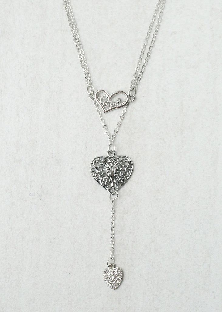 Heart Layered Necklace - Silver  JEWELRY - Shop Miss A