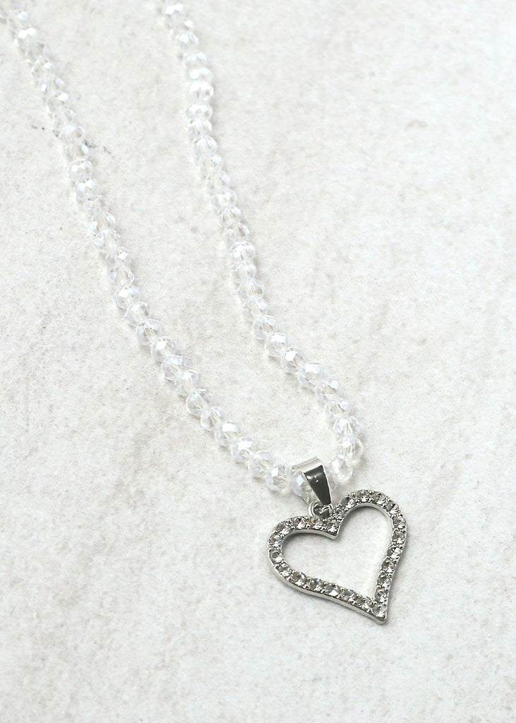 Open Your Heart Necklace Silver/Clear JEWELRY - Shop Miss A