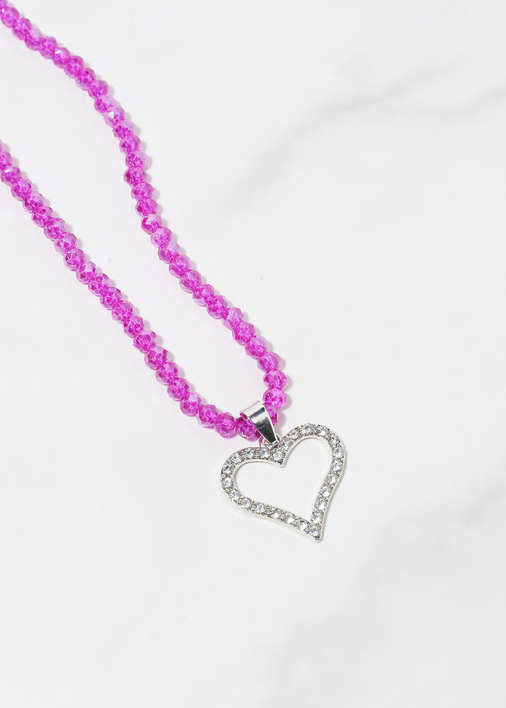 Open Your Heart Necklace Silver/Pink JEWELRY - Shop Miss A