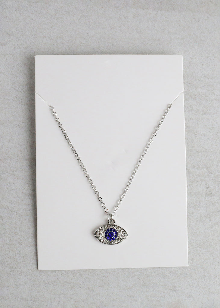 Dazzling Evil Eye Necklace Silver JEWELRY - Shop Miss A