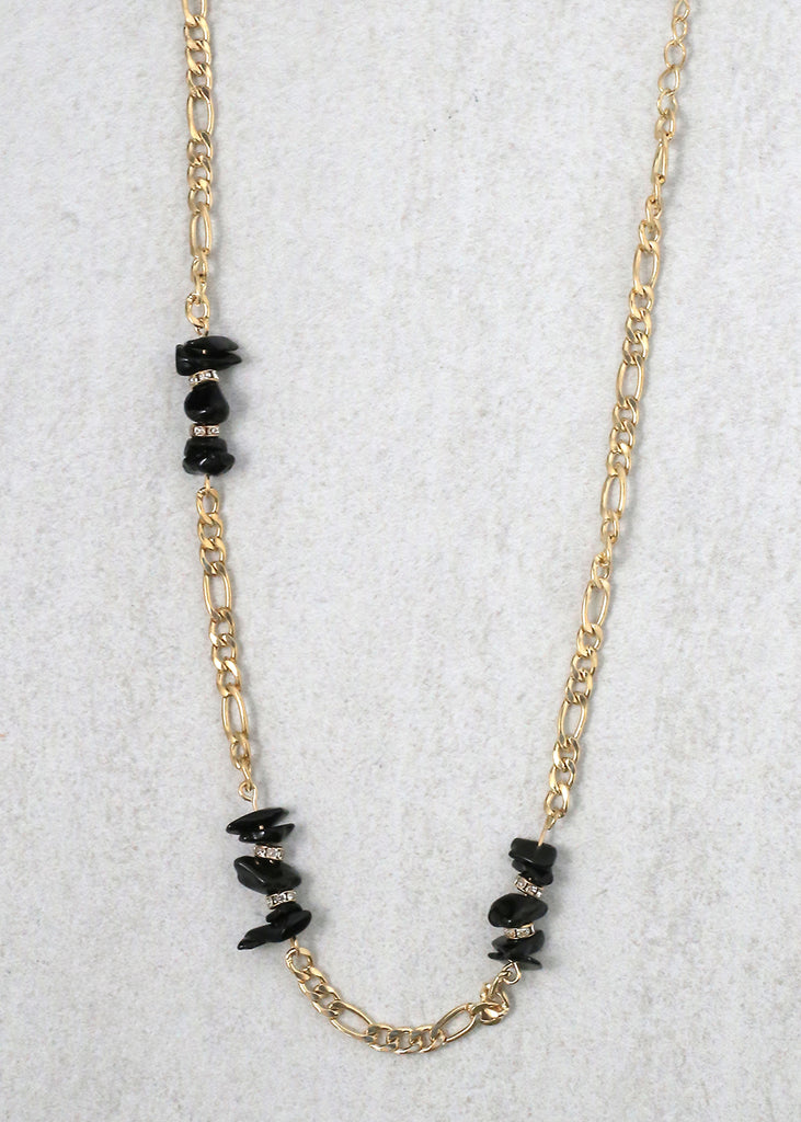 Stone Necklace Gold/Black JEWELRY - Shop Miss A