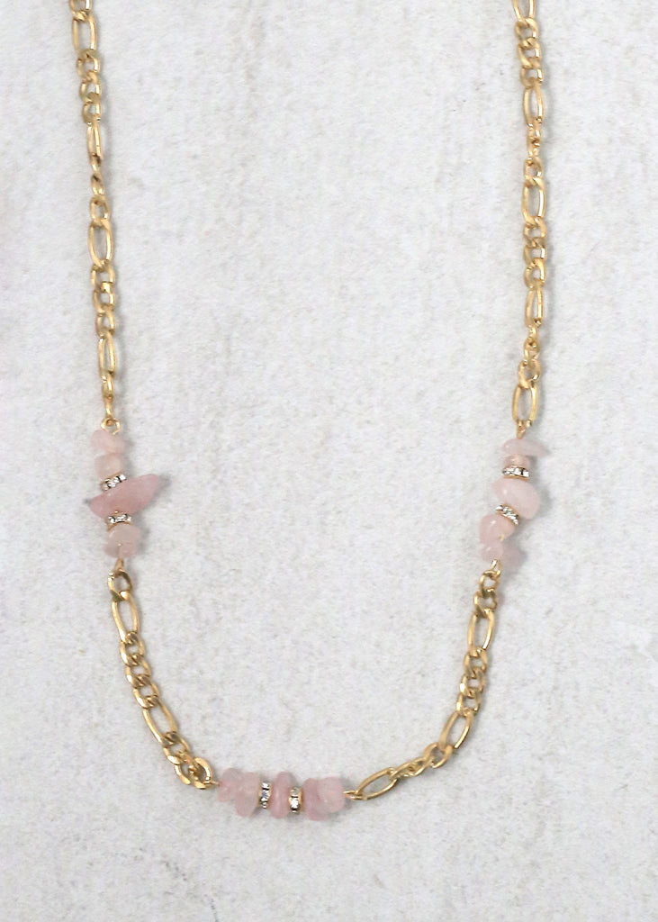 Stone Necklace Gold/Pink JEWELRY - Shop Miss A