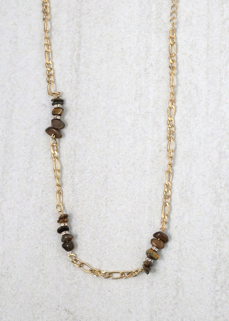 Stone Necklace Gold/Brown JEWELRY - Shop Miss A