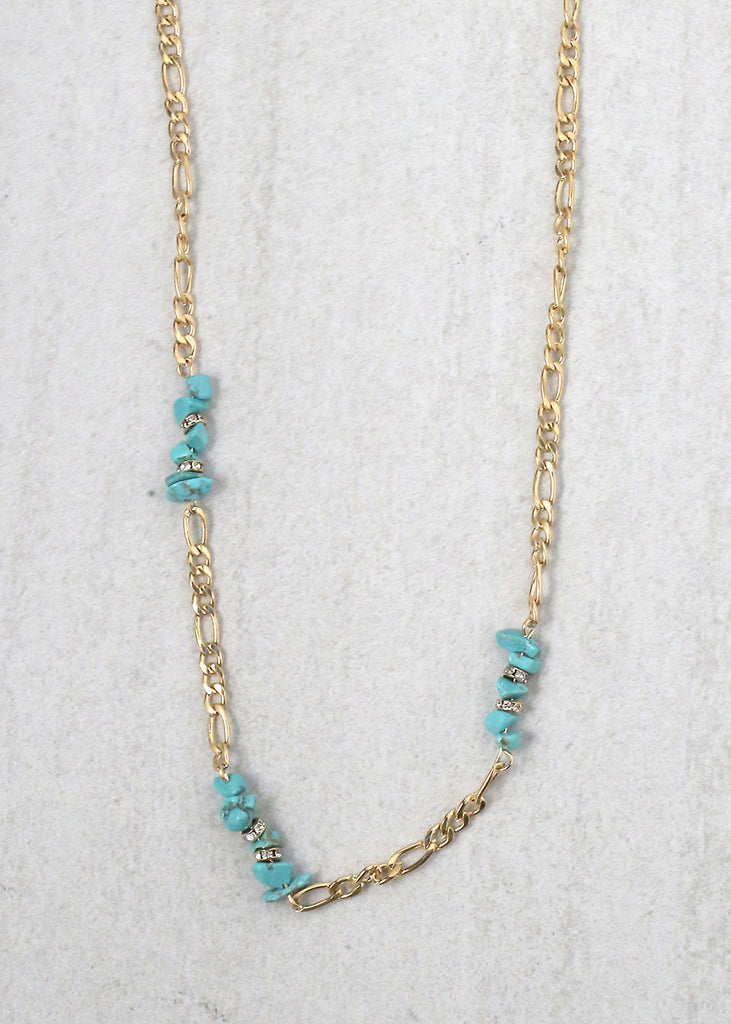 Stone Necklace Gold/Teal JEWELRY - Shop Miss A