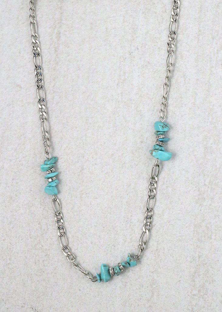 Stone Necklace Silver/Teal JEWELRY - Shop Miss A