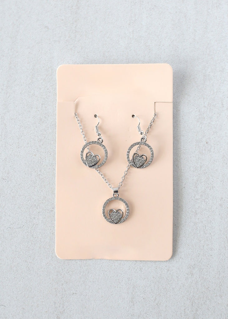 "Circle of Love" Necklace & Earring Set Silver JEWELRY - Shop Miss A