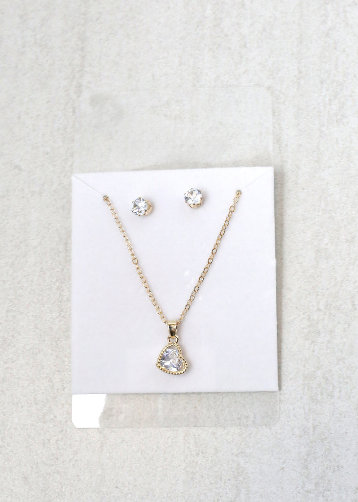 Heart Necklace Set Gold JEWELRY - Shop Miss A