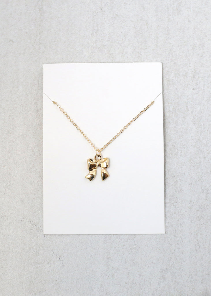 Ribbon Pendant Necklace Gold JEWELRY - Shop Miss A