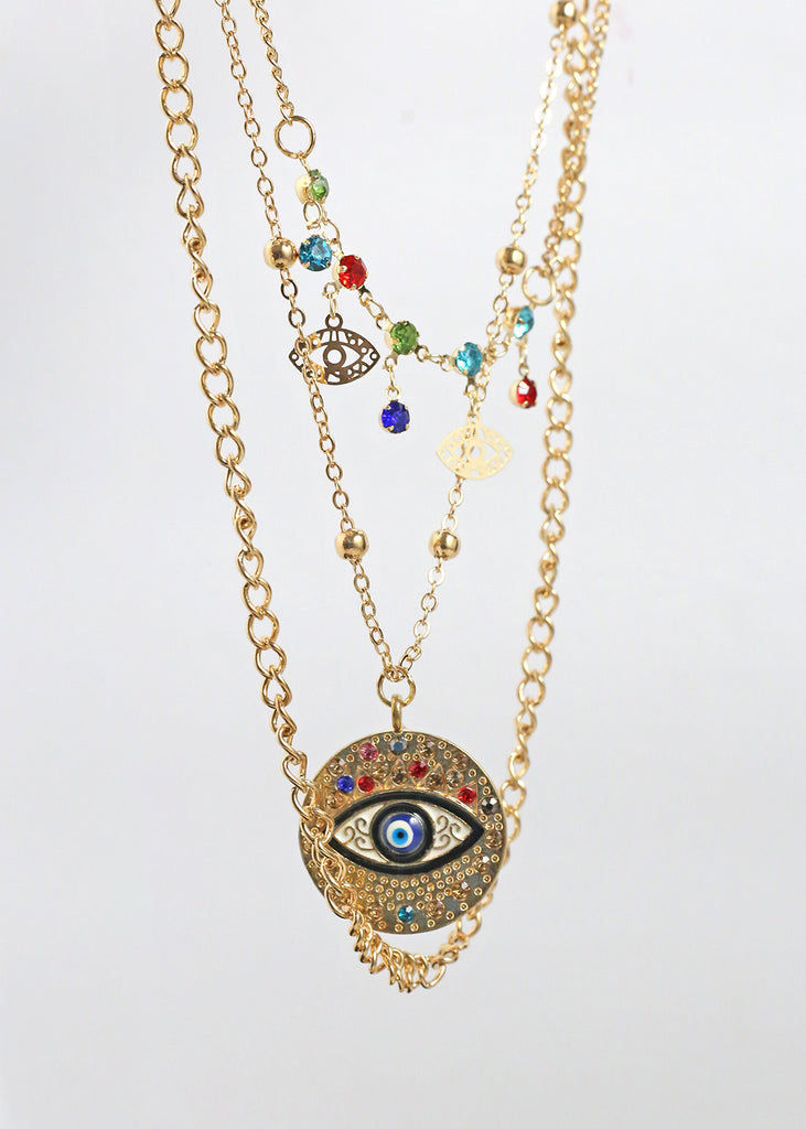 Evil Eye 3-Layered Necklace JEWELRY - Shop Miss A