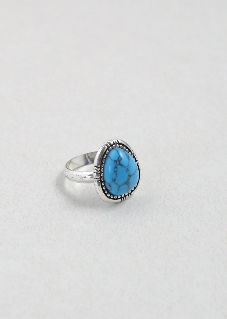 Stone Triangle Ring Turquoise - Size 17 JEWELRY - Shop Miss A