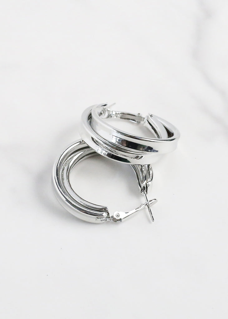 Layered Hoop Earring Silver JEWELRY - Shop Miss A