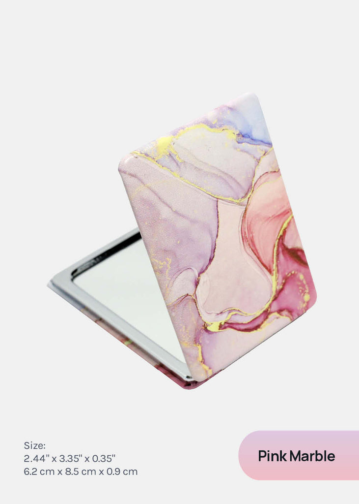 AOA Paw Paw Magnifying Double-Sided Compact Mirror - Rectangular Pink Marble ACCESSORIES - Shop Miss A