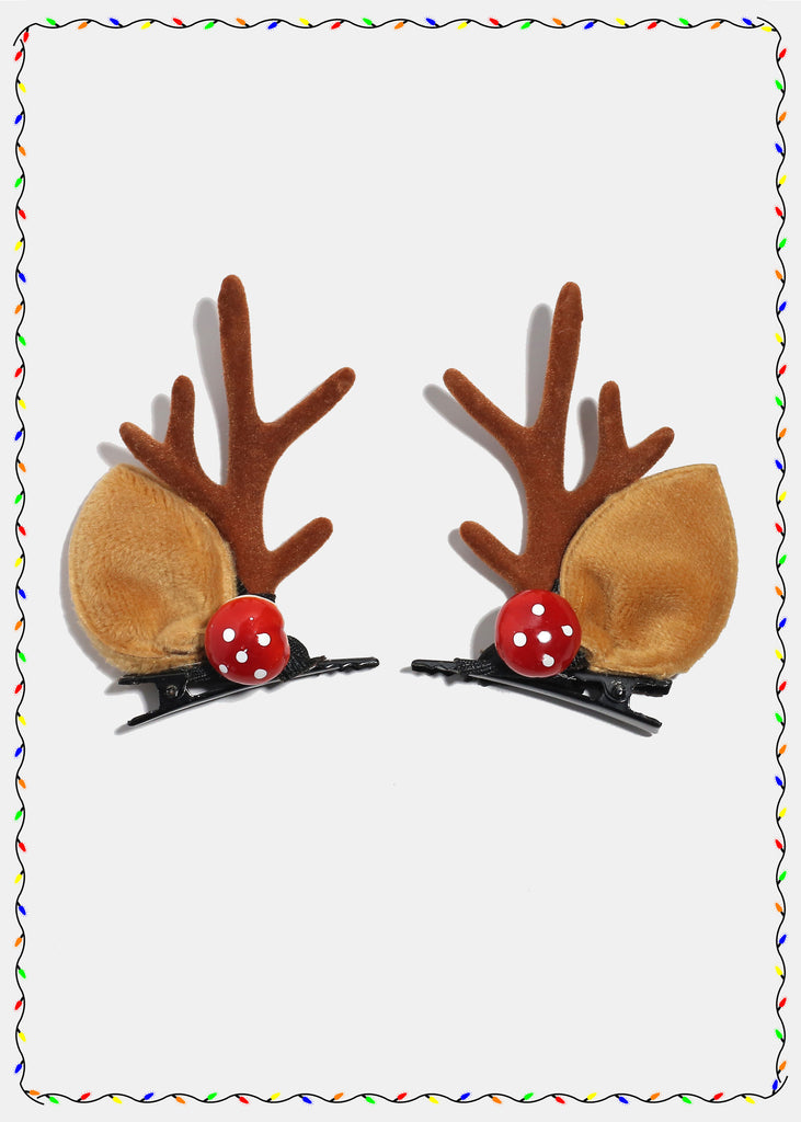 Miss A Christmas Hair Clips - Antlers with Mushroom  HAIR - Shop Miss A