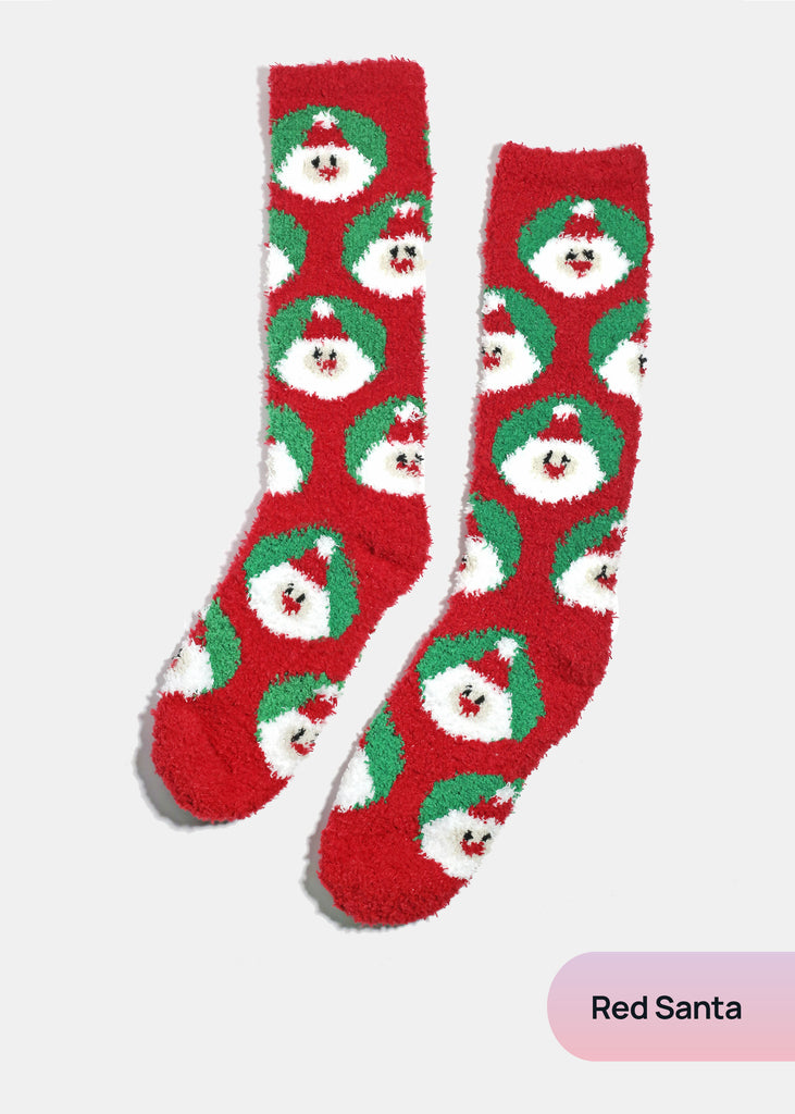 Miss A Christmas Fuzzy Socks Red Santa ACCESSORIES - Shop Miss A