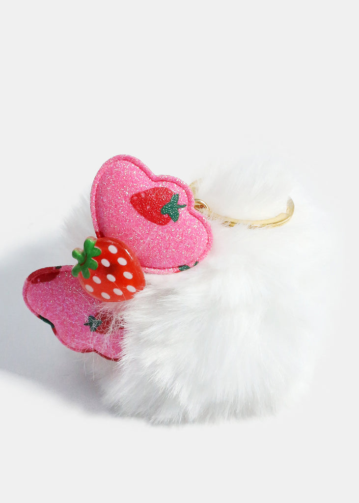 Pom Pom With Bow Keychain White ACCESSORIES - Shop Miss A