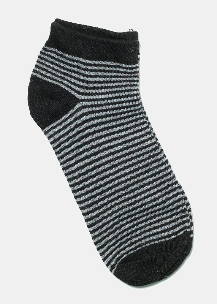 Striped Low Cut Socks Black ACCESSORIES - Shop Miss A