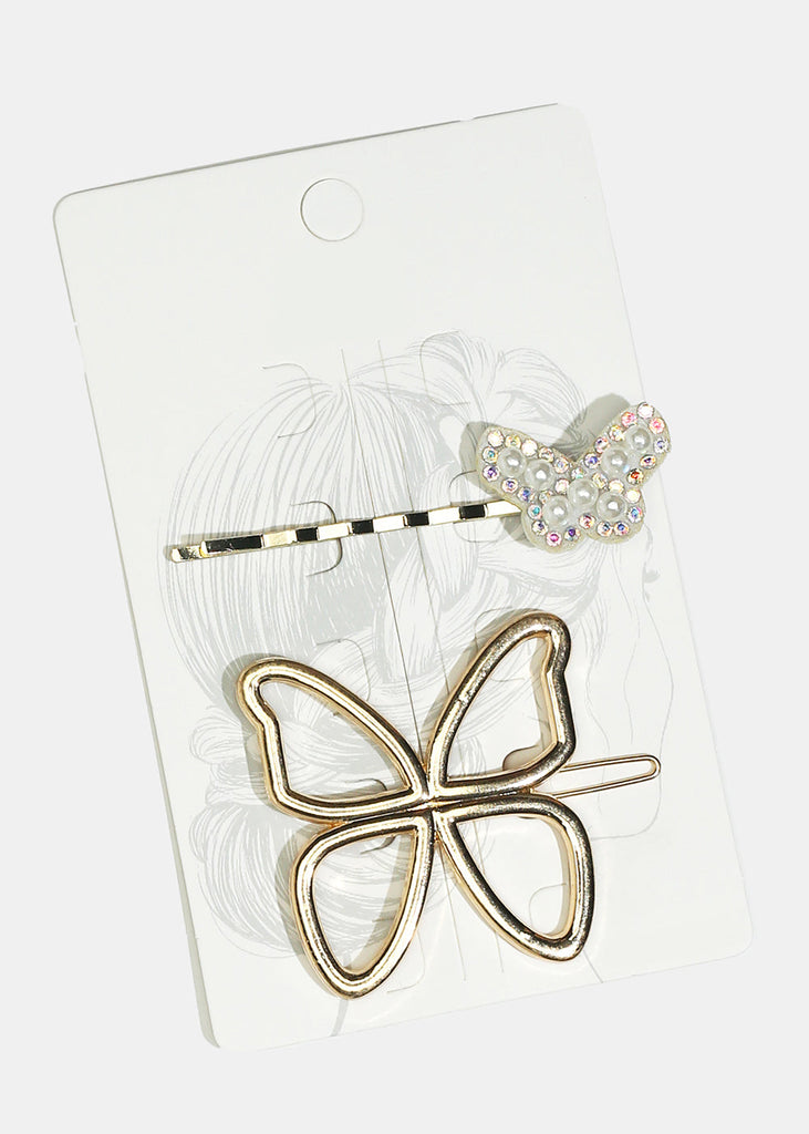 2-Piece Butterfly Hairpins White SALE - Shop Miss A