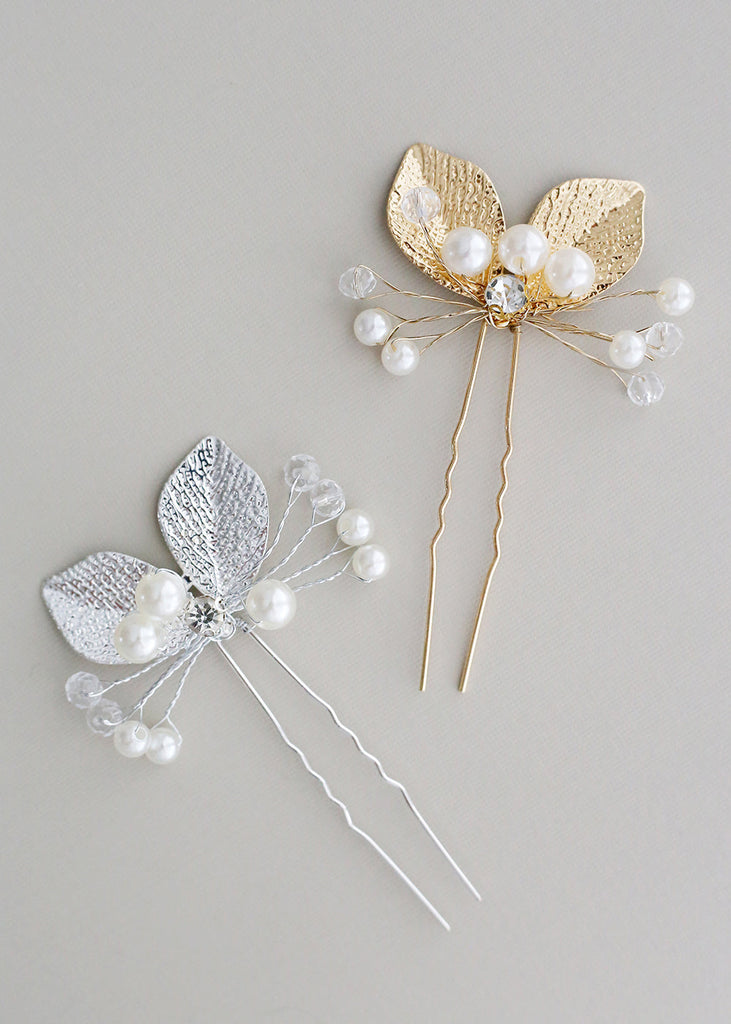 Hair Pin with Pearls & Leaves  HAIR - Shop Miss A