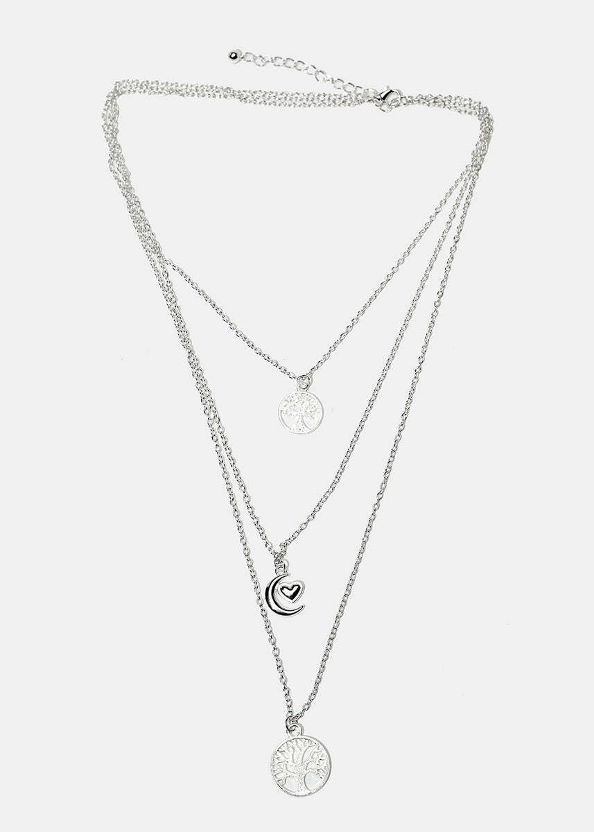 Silver Moon Heart & Tree of Life Necklace – Shop Miss A