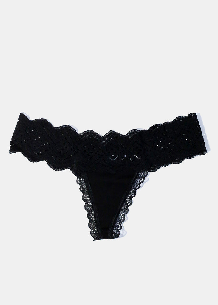 Buy Navy Floral Bamboo Lace Thong