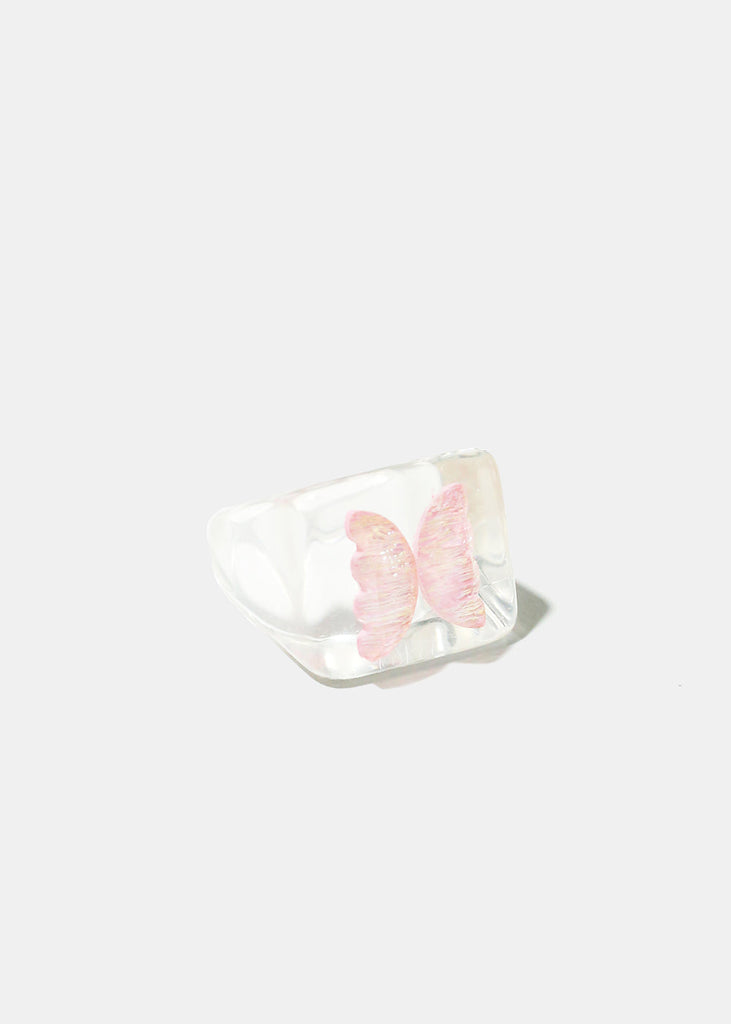 Holo Butterfly Squared Ring Pink JEWELRY - Shop Miss A